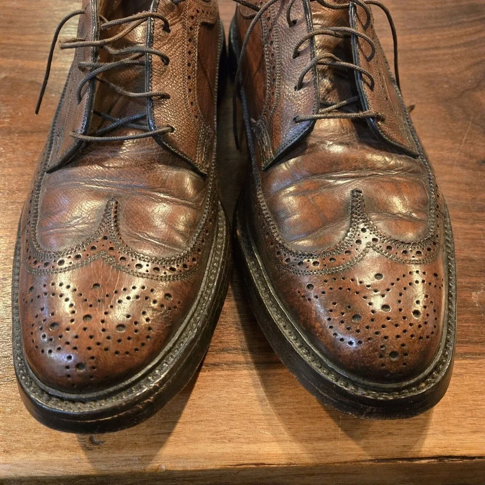 Vtg Florsheim Imperial Shoes Leather Wing-Tip‎ Brown 610750 Mens 11D